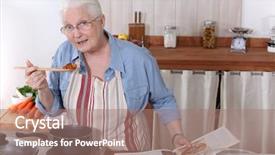  Presentation with dinner - Cool new slide deck with hot pot - elderly woman cooking dinner backdrop and a coral colored foreground