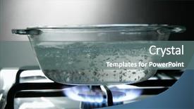  Presentation with gas - Presentation theme featuring hot pot - glass saucepan on the gas background and a gray colored foreground