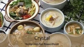  Presentation with korean - PPT layouts consisting of hot pot - korean cuisine background and a coral colored foreground