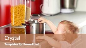  Presentation with electric - Beautiful slides featuring hot pot - little child playing with pan backdrop and a coral colored foreground