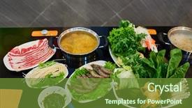  Presentation with steamboat - PPT layouts with hot pot in a restaurant background and a tawny brown colored foreground