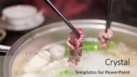  Presentation with steamboat - Colorful PPT layouts enhanced with hot pot in restaurant backdrop and a lemonade colored foreground