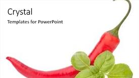  Presentation with chili - PPT theme with hot red chili or chilli pepper and basil leaves still life isolated on white background cutout background and a white colored foreground