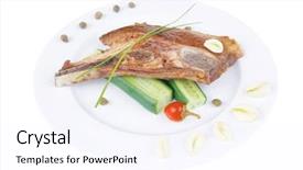  Presentation with gmo free meat - Presentation theme having hot roasted beef meat bone background and a  colored foreground