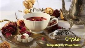  Presentation with hot metal - Beautiful PPT theme featuring hot rose tea on metal tray backdrop and a tawny brown colored foreground