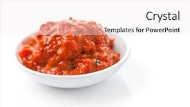  Presentation with eggplant - Slides having hot sauce - ajvar a delicious roasted red background and a sky blue colored foreground