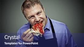  Presentation with hot sauce - Beautiful slides featuring hot sauce - hungry man eating chicken leg backdrop and a  colored foreground