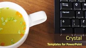  Presentation with hot work - Slides featuring hot soup cup at work background and a tawny brown colored foreground