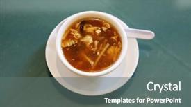  Presentation with lunch - Slides enhanced with hot sour soup chinese lunch background and a gray colored foreground