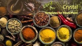  Presentation with spices - Presentation design featuring hot spices in wooden bowls background and a tawny brown colored foreground