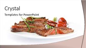  Presentation with meat beef - Presentation design having hot spices on china plate background and a white colored foreground