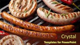  Presentation with coal - Audience pleasing presentation theme consisting of hot-spicy-grilled-sausages backdrop and a tawny brown colored foreground