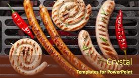  Presentation with coal - Amazing presentation theme having hot-spicy-grilled-sausages backdrop and a tawny brown colored foreground