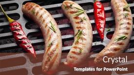  Presentation with coal - PPT layouts with hot-spicy-grilled-sausages background and a tawny brown colored foreground