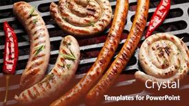 Presentation with coal - PPT layouts enhanced with hot-spicy-grilled-sausages background and a tawny brown colored foreground
