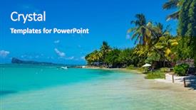  Presentation with water treatment - Slide deck featuring hot spots - beach on the tropical island background and a gray colored foreground