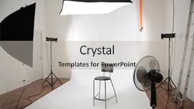  Presentation with interior - Presentation theme having hot spots - interior of photographic studio background and a light gray colored foreground