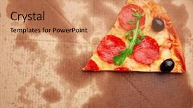  Presentation with mount of olives - Presentation having hot spots - slice of pepperoni pizza background and a coral colored foreground