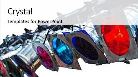  Presentation with stage lights - Audience pleasing PPT theme consisting of hot spots - stage lights on white isolated backdrop and a white colored foreground