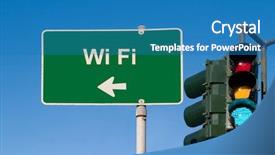  Presentation with green traffic light - Audience pleasing presentation theme consisting of hot spots - wifi traffic sign with green backdrop and a teal colored foreground