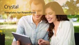  Presentation with digital anthropology - Theme featuring hot spots - young couple using a digital background and a yellow colored foreground