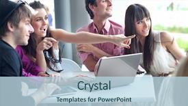  Presentation with young people diversity - Slide deck featuring hot spots - young people browsing internet background and a sky blue colored foreground