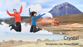  Presentation with hot spring - Cool new presentation with hot spring and geothermal energy backdrop and a soft green colored foreground