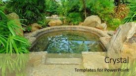  Presentation with hot spring - Cool new PPT theme with swimming pool spa lanai - hot spring on a river backdrop and a yellow colored foreground