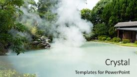  Presentation with water springs - Amazing theme having hot spring water boiling beppu backdrop and a sky blue colored foreground
