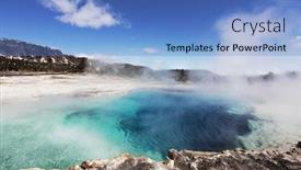  Presentation with hot spring - PPT theme with hot spring background and a teal colored foreground