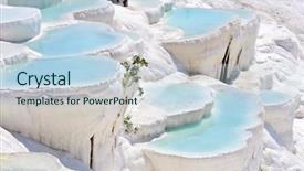  Presentation with water springs - Amazing PPT layouts having hot springs - blue cyan water travertine pools backdrop and a sky blue colored foreground