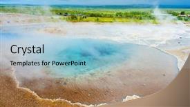  Presentation with geothermal - PPT theme having hot springs - blue pool blesi at haukadalur background and a light blue colored foreground