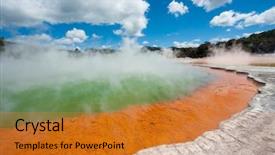 Presentation with new zealand - PPT theme with hot springs - unique steaming spring champagne pool background and a gold colored foreground