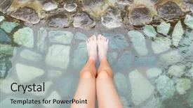  Presentation with hot springs - Audience pleasing theme consisting of hot springs - woman enjoy hotsprings backdrop and a light gray colored foreground