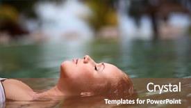  Presentation with swimming pool - Colorful presentation theme enhanced with hot springs - woman floating in swimming pool backdrop and a red colored foreground
