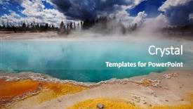  Presentation with yellowstone - Audience pleasing theme consisting of hot springs - yellowstone national park usa backdrop and a teal colored foreground