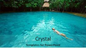  Presentation with water springs - Cool new theme with hot springs - young woman swimming alone backdrop and a teal colored foreground