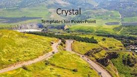  Presentation with hot springs - Theme with hot springs hamat gader near the israeli-jordanian border serpentine road winds through the green hills background and a light blue colored foreground