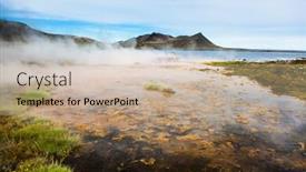  Presentation with hot springs - PPT theme consisting of hot springs next the sea snaefellsnes peninsula iceland background and a soft green colored foreground