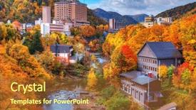  Presentation with hot springs - PPT theme having hot springs resort town background and a tawny brown colored foreground