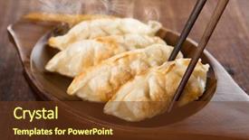  Presentation with vintage festival - Slides having hot steams asian food background and a tawny brown colored foreground