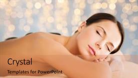  Presentation with spa concept stone - PPT layouts having hot stone therapy over holiday background and a coral colored foreground