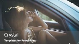  Presentation with car - Audience pleasing presentation theme consisting of hot summer - attractive elegant woman inside car backdrop and a  colored foreground