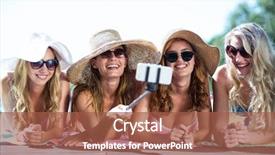 Presentation with selfie - PPT theme with hot summer - group of friends taking selfie background and a red colored foreground