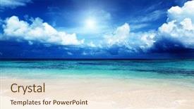  Presentation with beach wedding heart on sand - Slide deck with hot summer - sand of beach caribbean sea background and a cream colored foreground