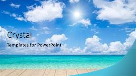  Presentation with summer - Colorful presentation design enhanced with hot summer - sea backdrop and a light blue colored foreground