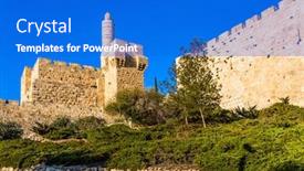  Presentation with height - Presentation design featuring hot-summer-sunset-monumental-walls background and a cobalt blue colored foreground