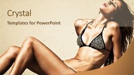  Presentation with summer sun - Theme enhanced with hot sun - attractive woman in bikini outdoor background and a lemonade colored foreground