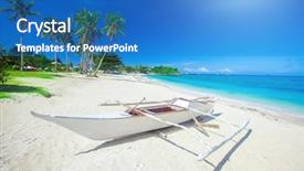  Presentation with long tailed boat fishing boat - Slides enhanced with hot sun - beach and fishing boat background and a  colored foreground