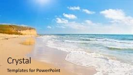  Presentation with stormy sea - Theme enhanced with hot sun - beach and stormy sea background and a lemonade colored foreground